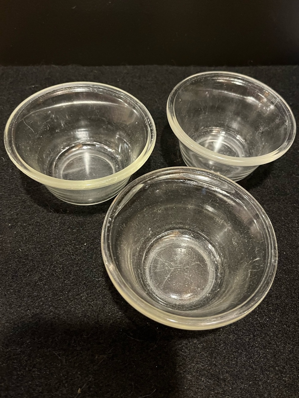 Vintage PYREX Clear Glass Custard Cups Party Ramekins - Set of 3